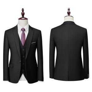 Nouvelle tendance veste trois pièces pour hommes + gilet + pantalon costume Slim marié et marié robe de mariée costume décontracté <span class=keywords><strong>Blazer</strong></span> Slim - Product Image 1