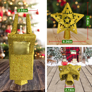 Golden Snowflake Christmas <b>Tree</b> Topper Led Light Decorative Ornament Pole Type <b>Plastic</b> Ac Power - Product Image 3