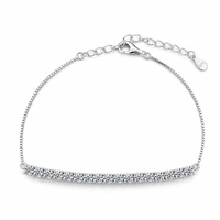 Bracelet demi-tennis en moissanite ronde 3MM D VVS GRA en argent sterling 925 plaqué rhodium, testé au stylo testeur, vente en gros, prêt à être expédié
