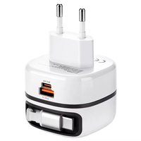 Chargeur rapide PD 65W avec câble rétractable, adaptateurs de voyage GaN, prend en charge la charge rapide Type-C pour les téléphones avec câble rétractable