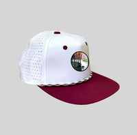 Gorra Deportiva Personalizada de 5 Paneles, Impermeable, Transpirable, con Cierre a Presión, Perforaciones Decorativas Láser, Perfil Alto, Cuerda, Bicolor
