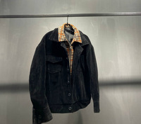 Vente en gros personnalisé faux deux pièces uni épais Streetwear blanc noir entraîneur veste en velours côtelé hommes