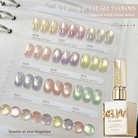 Vernis Gel Magnétique Effet Œil de Chat Aurora 9 Couleurs avec Perles de Verre, Gel UV LED Soak Off pour Salon de Manucure, Approvisionnement Transfrontalier