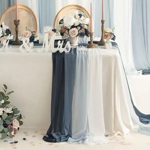 ダイニングテーブルカスタム高級装飾結婚式シフォンガーゼアイシーブルーテーブルランナー - Product Image 1