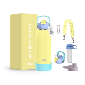 Giá rẻ tùy chỉnh chất lượng cao 32oz 40oz thép không gỉ chân không cách nhiệt rộng miệng chai nước với 3 nắp - Product Image 5