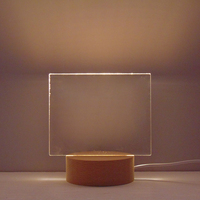 Nouveau panneau de messages 3D en acrylique, USB, rectangulaire, base de lumière chaude en bois, veilleuse de bricolage