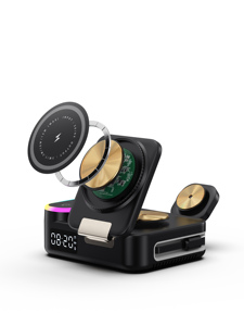 Chargeur sans fil multifonctionnel <span class=keywords><strong>8</strong></span>-en-1 pliable pour bureau avec aspiration magnétique, câble rétractable intégré et affichage numérique - Product Image 4