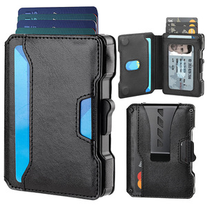 Custom Men <b>RFID</b> <b>Wallet</b> Magnetic <b>Wallet</b> Carbon Fiber Ultra-thin Pop-up <b>Wallet</b> Credit Card Holder - Product Image 6