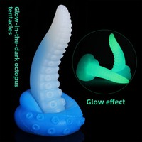 Plug anal en forme de pénis, modèle Plover Dragon, en forme de bâton, à commande manuelle, à toucher doux, lumineux, pour usage anal masculin, avec tentacules d'octopus.
