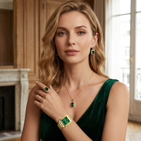 Ensemble Montre Femme Tendance en Alliage à Quartz avec Bracelet en Acier Inoxydable et Verre, Bracelet Interchangeable, Collier et Boucles d'Oreilles – Résistant à l'Eau