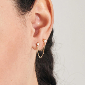 CANNER 925 Sterling Silver New Fashion Designs Jewelry <b>Earrings</b> Double Link <b>Chain</b> Opal Gold Plated <b>Stud</b> <b>Earring</b> for Women Luxury - Product Image 3