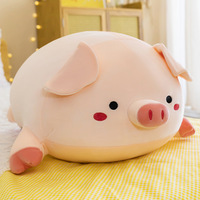 Coussin en peluche rond doux en forme de cochon, extensible dans quatre directions, en coton, mignon cochon en peluche rose 40-80CM pour enfants et adultes