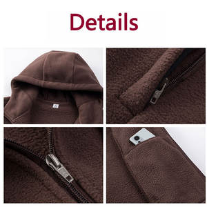 Veste polaire double face pour femmes, pour l'équitation, en gros, douce, antistatique, avec capuche et poches zippées - Product Image 6