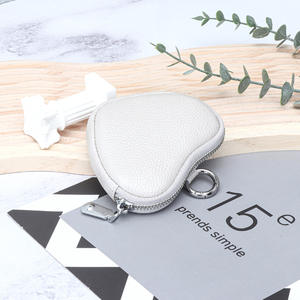 Genuine Leather Coin <b>Purse</b> for Women New Heart Design Coin and Lipstick Earphone Storage Bags With Key Ring - Product Image 5
