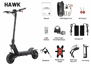 Patinete Eléctrico Plegable para Adultos Hawk de 250W con Motor sin Escobillas, Suspensión Completa, Impermeable, Alcance de 70 km, UE - Product Image 6