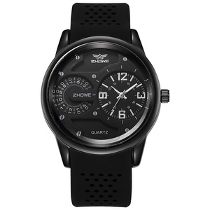 ZHONE Men Quartz <b>Watch</b> Analog Dial Glass Silicone Strap Date Display Sport <b>Case</b> Hidden Clasp 22cm Band 11.5mm <b>Case</b> No Waterproof - Product Image 2