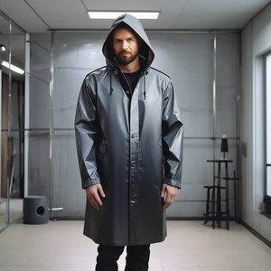 Impermeable Personalizado de Fábrica OEM, Chaqueta de Lluvia Larga con Capucha para Hombre y <span class=keywords><strong>Mujer</strong></span>, con Logotipo Personalizado para Adultos a la Moda - Product Image 4