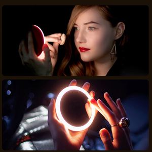 Hailicare Miroir cosmétique circulaire portable à LED, mini miroir de maquillage, 3 niveaux de luminosité réglables, miroir de voyage, charge USB sans fil - Product Image 6