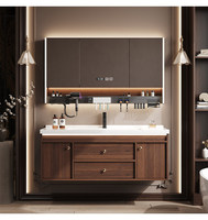 Meuble-lavabo mural de salle de bain moderne en bois massif de luxe