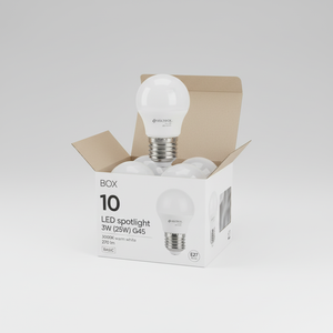 BOX 10 Faretto LED 3W (25W) G45, 3000K bianco caldo, 270 lm, BASIC - Product Image 2