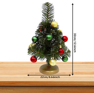 Decoración de Mesa, Mini Árbol de Navidad Verde de 32 cm, Artificial, de PVC, sin Luces, con Adornos de Bolas, para Hogar, Oficina, Fiesta - Product Image 2