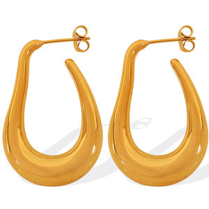 Wholesale Bulk 316L Stainless Steel 14k 18k Gold Plated Fine Jewelry Fashion Hoop Exaggerated Light Big <b>Large</b> Earrings for Women - Product Image 4