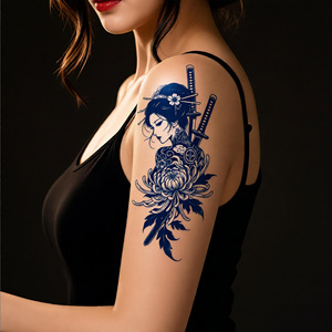 <span class=keywords><strong>Tatuaje</strong></span> Temporal Japonés con Diseño Floral Samurái, Semipermanente, Resistente al Agua, para Brazo o Cuerpo, con Logotipo Personalizado - Product Image 3