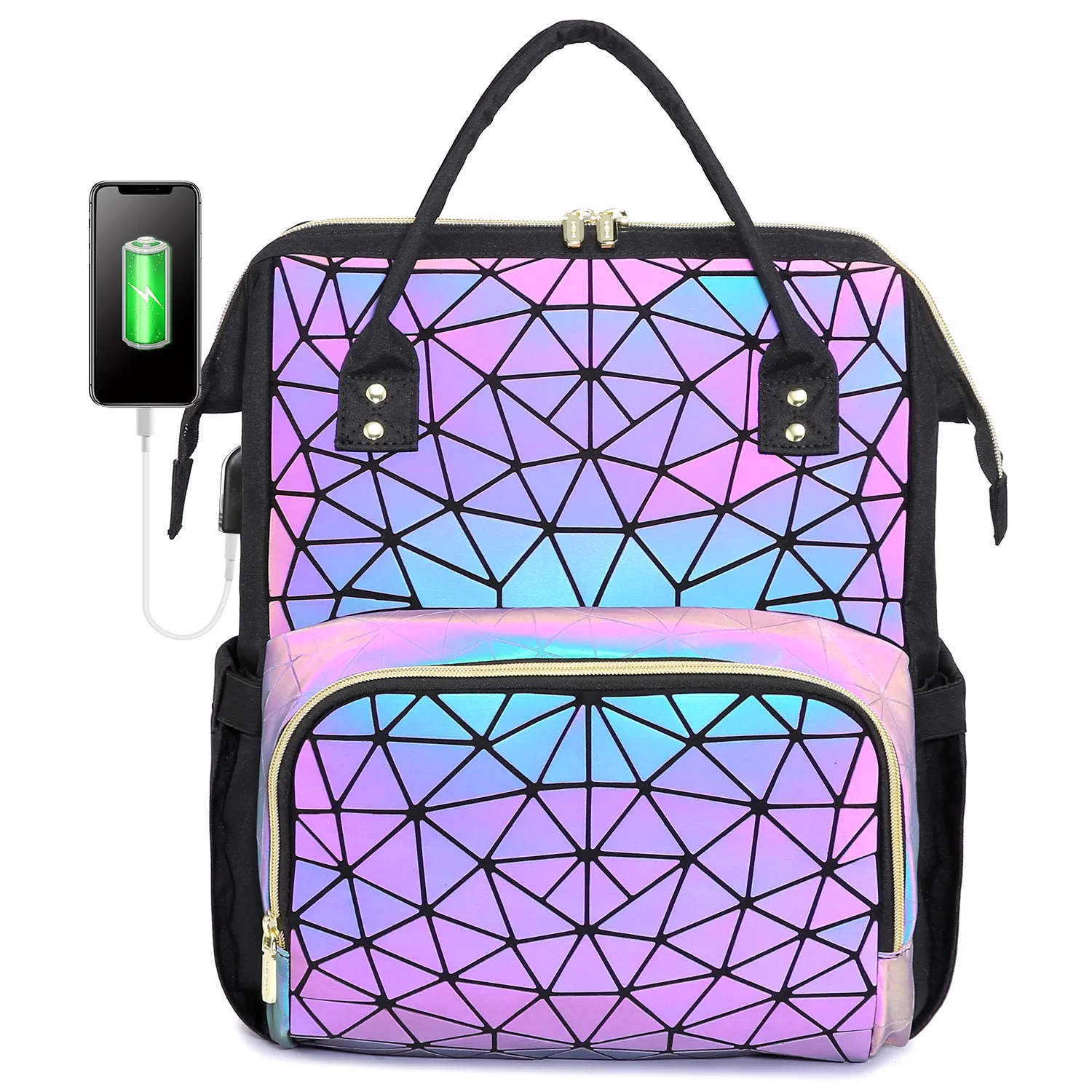 2022 LOVEVOOK custom work day pack large travel backpacks luminous geometric school bags 15.6in women laptop backpack with USB