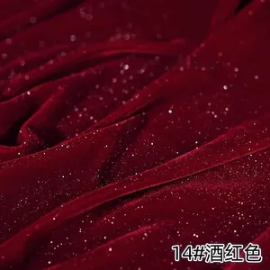 Tissu de velours étoile brillante de couleur unie tissage argenté doux tissu de velours coréen à paillettes rêveuses tissu de velours non tombant - Product Image 5