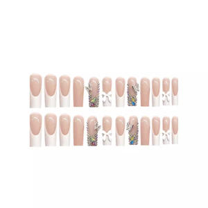 Offre Spéciale – <span class=keywords><strong>Faux</strong></span> Ongles Classiques Français Effet Goutte d'Eau Longue, Deux Pièces, à Presser, Amovibles, <span class=keywords><strong>en</strong></span> <span class=keywords><strong>Plastique</strong></span> Pré-fabriqué - Product Image 3