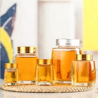 Factory Direct Sale Big Mouth Square Honey Sealed tank Glass Jam Jars With Metal Seal Lid