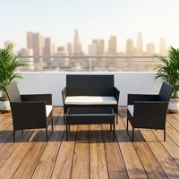 Ensemble de 4 canapés de salle à manger contemporains en rotin PE pour l'extérieur avec coussins en tissu, portables pour la terrasse et le jardin