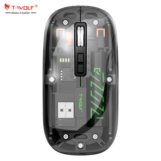 High Quality Ultra-Thin Rechargeable Mouse Transparent Wireless BT Mouse Cordless Type C Charging Computer Mice for Laptop PC