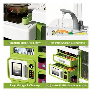 Jouet de cuisine en bois pour enfants, maison de jeu, cuisinière, réfrigérateur, ustensiles, étagère, apprentissage créatif, interaction sociale, jeu à domicile - Product Image 2