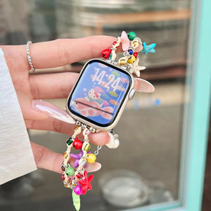 Nuevo diseño de moda para chicas playa estrella de mar y campana <span class=keywords><strong>Katy</strong></span> pulsera correa para Apple Watch 10 42mm 46mm (WB1061T) - Product Image 1