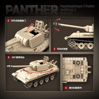 QuanGuan 100245 Modèle de char moyen allemand de la Seconde Guerre mondiale, collection de jouets de construction en briques à assembler soi-même