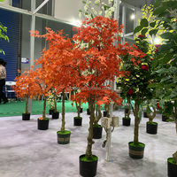 Maison Jardin Décor Faux Pot Bonsaï Plante Arbre Artificiel En Plastique Rouge Japonais Feuille D'érable Arbre