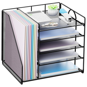 Office Organizer File <b>Rack</b> 5 Tier Desktop Storage <b>Shelf</b> Multi-functional Folder Holder Standing Type Rectangle - Product Image 3