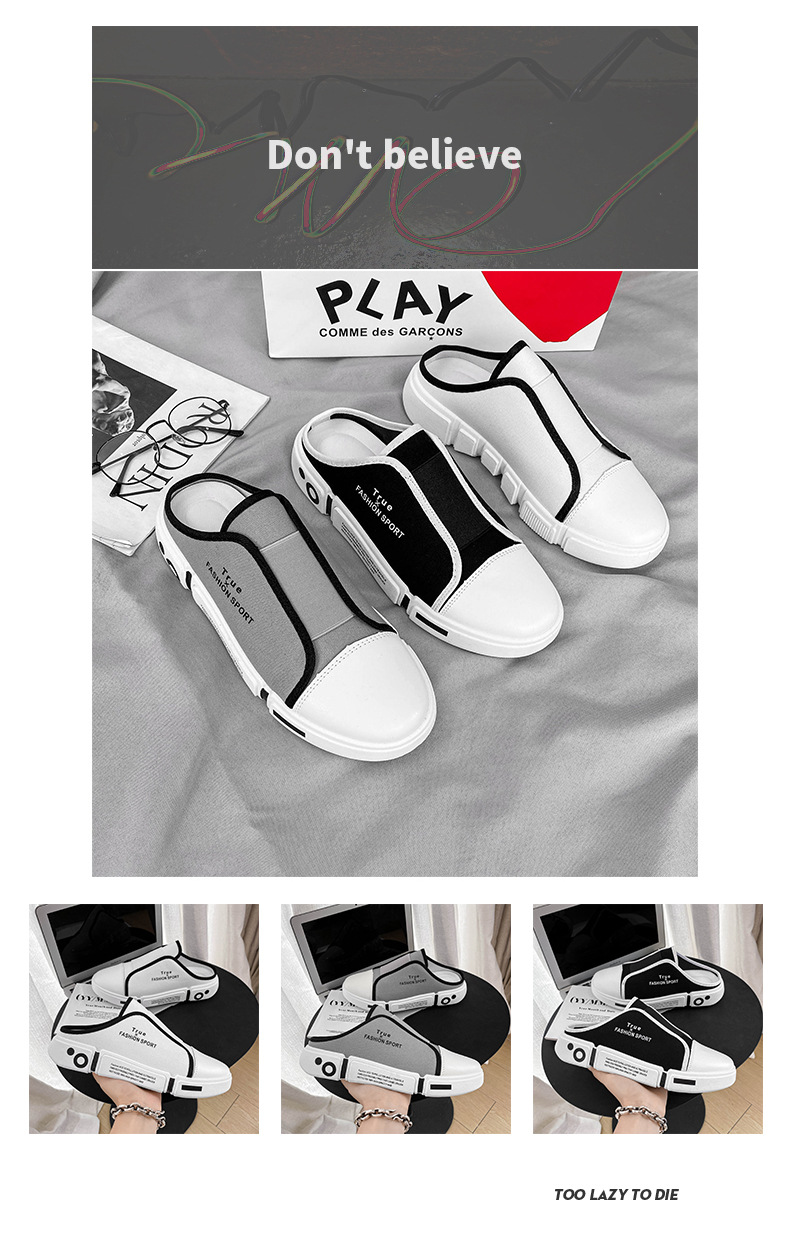 Fashion Close Toe Canvas Half Slipper Men's 2022 Summer Casual Shoes Lazy Slipper