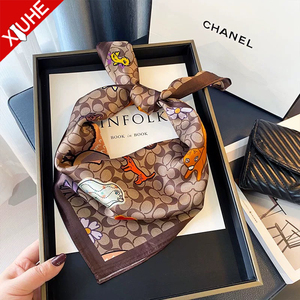 Scialle di seta di gelso 100% grande quadrato autunno cartone animato Graffiti Twill raso <span class=keywords><strong>donna</strong></span> design geometrico modello animale <span class=keywords><strong>sciarpa</strong></span> - Product Image 4