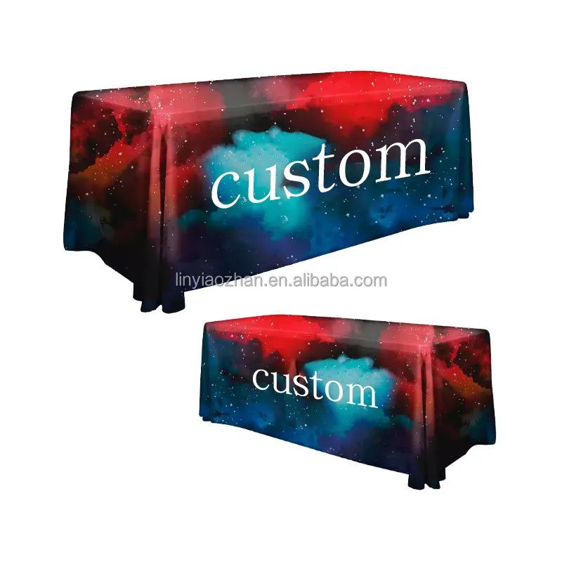 AOZHAN Custom Trade Show Any Custom Printing Tablecloth Custom Logo Table Cover Advertising Rectangular Table Cloth