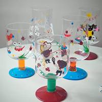 Vente en gros de tasses à café, gobelets, verres à vin rouge et coupes à glace modernes, peints à la main, motif ours de dessin animé mignon, grande capacité, réutilisables, pour fêtes
