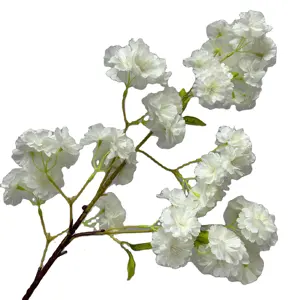 קישוט חתונה פרחי שולחן פרחים מלאכותיים משי לבן טהור ענפים צבעוניים תלת שכבתי עץ דובדבן