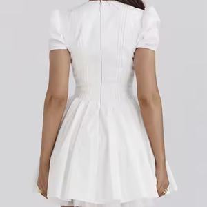 Robe d'été pour femmes en coton 100% personnalisée OEM, sans manches, décontractée, col en V, mini robe de fête en coton pour femmes - Product Image 4