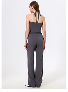 Pantalon de yoga pour femme à taille haute avec cordon de serrage, coupe large, doux, fluide, extensible, longueur intégrale, décontracté, pour fitness et sport, vente en gros - Product Image 4