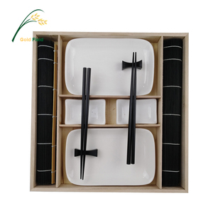 Vaisselle contemporaine 8 PCS <span class=keywords><strong>Sushi</strong></span> Dinner Set For Two In Gift Box avec baguettes de <span class=keywords><strong>tapis</strong></span> de table en <span class=keywords><strong>bambou</strong></span> - Product Image 2
