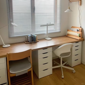 Escritorio y mesa de ordenador de estudio de escritura de muebles de oficina de madera para el hogar moderno con cajones - Product Image 1