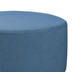 Copripiedi poggiapiedi rotondo blu ottomana per soggiorno - Product Image 2