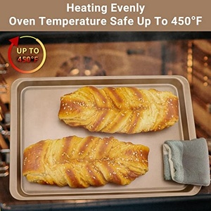 Plaque de cuisson rectangulaire antiadhésive dorée, compatible four, sans BPA, en acier laminé à froid, durable, réutilisable, pour biscuits, cuisine domestique - Product Image 2
