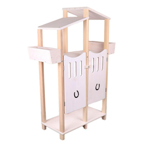 Houten Stal Voor <span class=keywords><strong>2</strong></span> Hobbypaarden Met De Hand Afgewerkte Massief Hout Accessoire Haken - Product Image 1